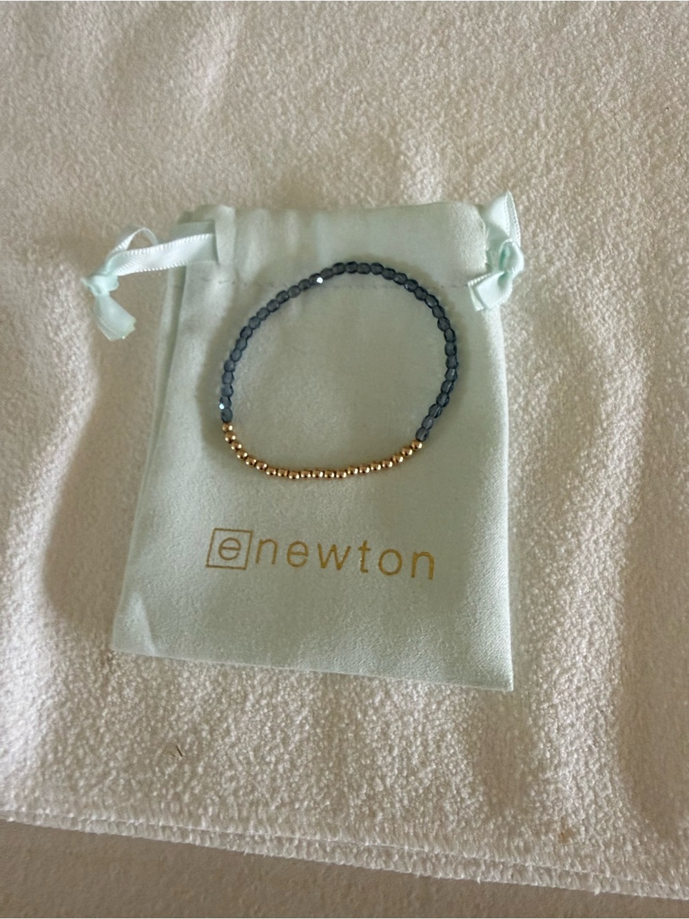 ENewton Grey and Gold Stretch Beaded Bracelet 6.25